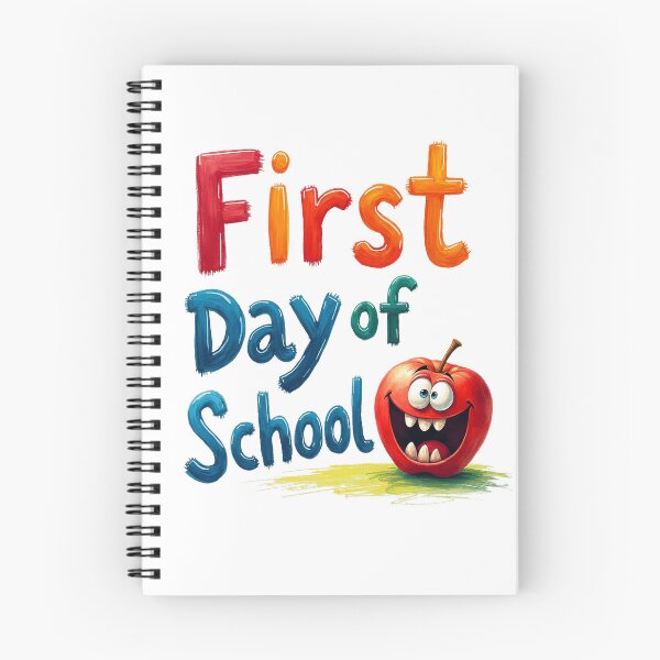 Item preview, First day of school painted letters with funny apple designed and sold by Prints by Mat.