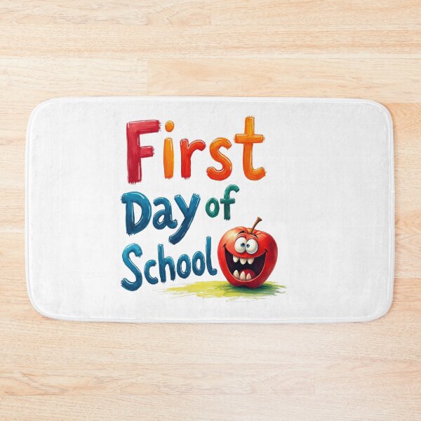 Item preview, First day of school painted letters with funny apple designed and sold by Prints by Mat.