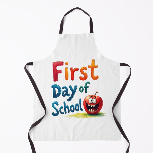 Item preview, First day of school painted letters with funny apple designed and sold by Prints by Mat.