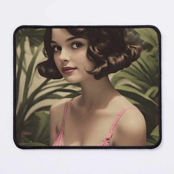 Item preview, Vintage Brunette Portrait in Pink Top designed and sold by Holub Art Studio & design.