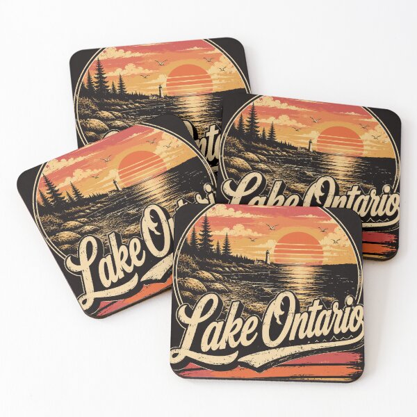 Item preview,  Lake Ontario Sunset Retro Forest Landscape designed and sold by beoldfashioned.