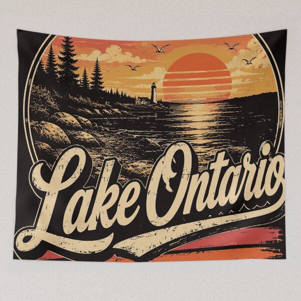 Item preview,  Lake Ontario Sunset Retro Forest Landscape designed and sold by beoldfashioned.