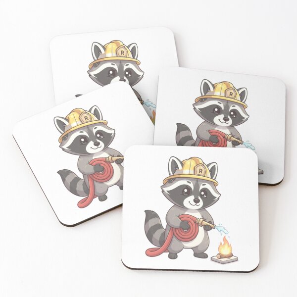 Item preview, Cute Raccoon Firefighter Spraying Hose designed and sold by Ella_Sketch.