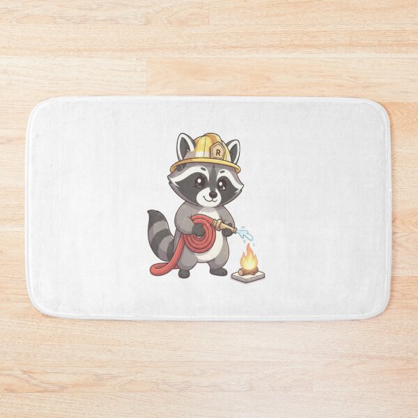 Item preview, Cute Raccoon Firefighter Spraying Hose designed and sold by Ella_Sketch.