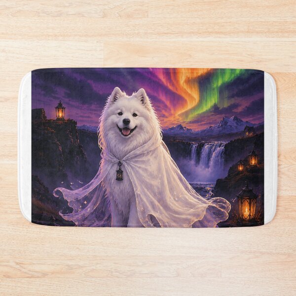 Item preview, Samoyed as an Arctic spirit in Iceland with the Northern Lights designed and sold by Nomad-Paws.