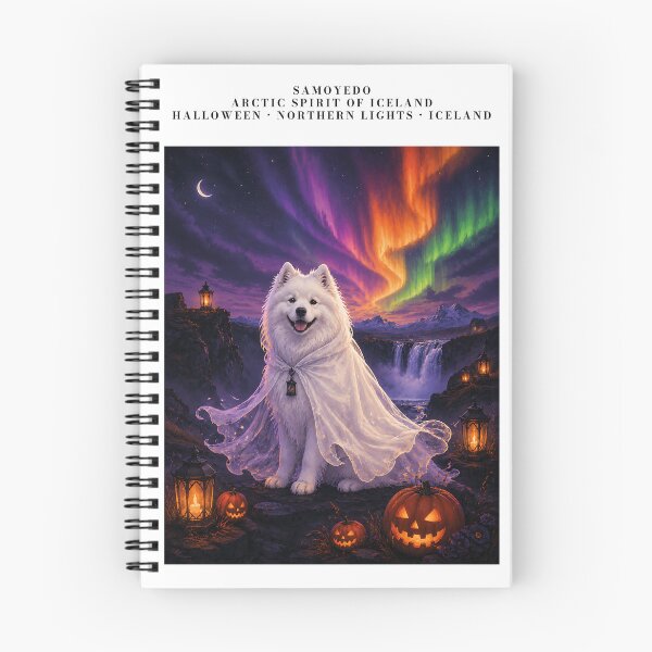 Item preview, Samoyed as an Arctic spirit in Iceland with the Northern Lights designed and sold by Nomad-Paws.