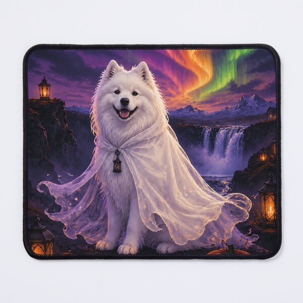 Item preview, Samoyed as an Arctic spirit in Iceland with the Northern Lights designed and sold by Nomad-Paws.