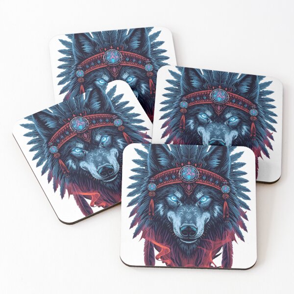 Item preview, Majestic Shamanic Wolf Spirit Tribal Art designed and sold by VisualVerseLab.