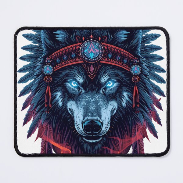 Item preview, Majestic Shamanic Wolf Spirit Tribal Art designed and sold by VisualVerseLab.