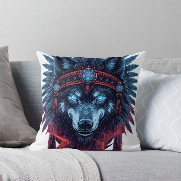 Item preview, Majestic Shamanic Wolf Spirit Tribal Art designed and sold by VisualVerseLab.