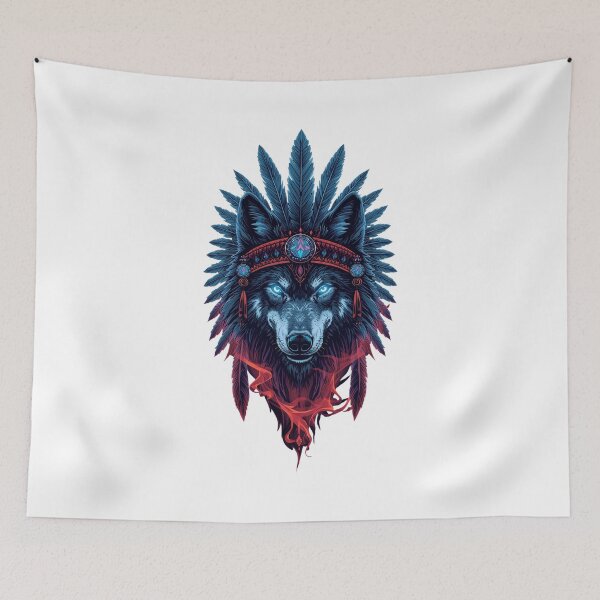 Item preview, Majestic Shamanic Wolf Spirit Tribal Art designed and sold by VisualVerseLab.
