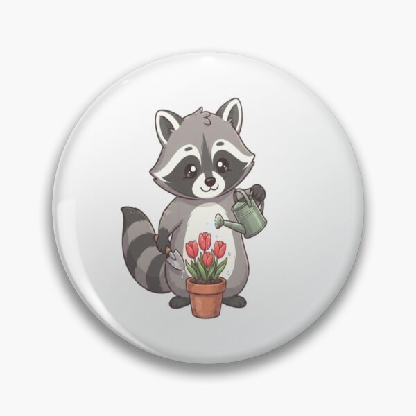 Item preview, Cute Raccoon Watering Red Tulips designed and sold by Ella_Sketch.