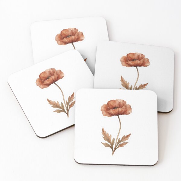 Item preview, Red Poppy Botanical Watercolor Flower Illustration designed and sold by TheWildLanding.