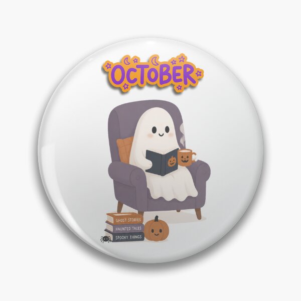 Item preview, Cozy October Ghost Reading Books in Armchair designed and sold by Inka Moon Design.