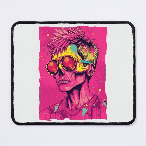 Item preview, Retro Zombie Skull Sunglasses - Neon Pink Pop Art Graphic designed and sold by ERODED SELF.
