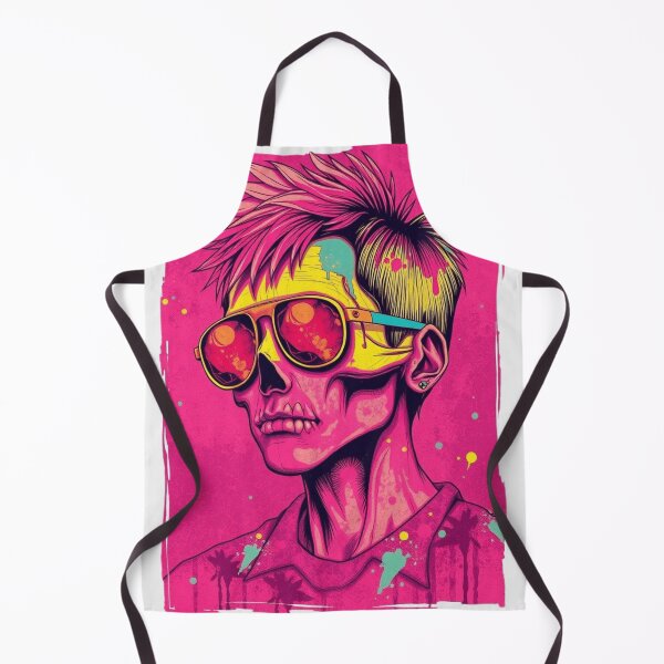 Item preview, Retro Zombie Skull Sunglasses - Neon Pink Pop Art Graphic designed and sold by ERODED SELF.