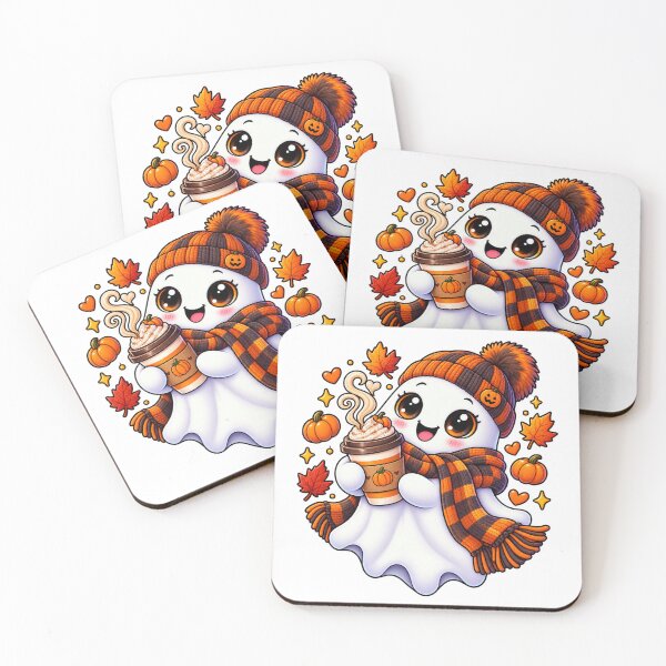 Item preview, Cute Pumpkin Spice Ghost with Cozy Autumn Coffee designed and sold by The Cutting Room.