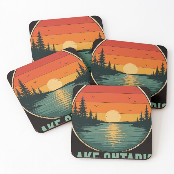 Item preview,  Lake Ontario Sunset Retro Forest Landscape designed and sold by beoldfashioned.