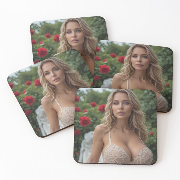 Item preview, Blonde Model in Lace Lingerie with Roses designed and sold by Holub Art Studio & design.