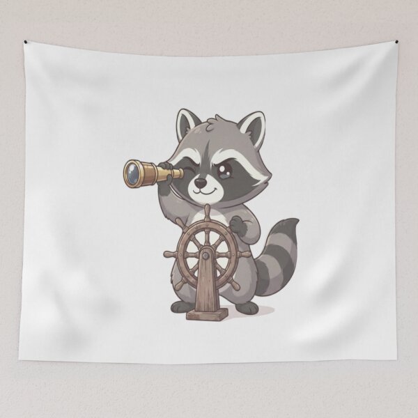 Item preview, Cute Raccoon Captain Looking Spyglass designed and sold by Ella_Sketch.