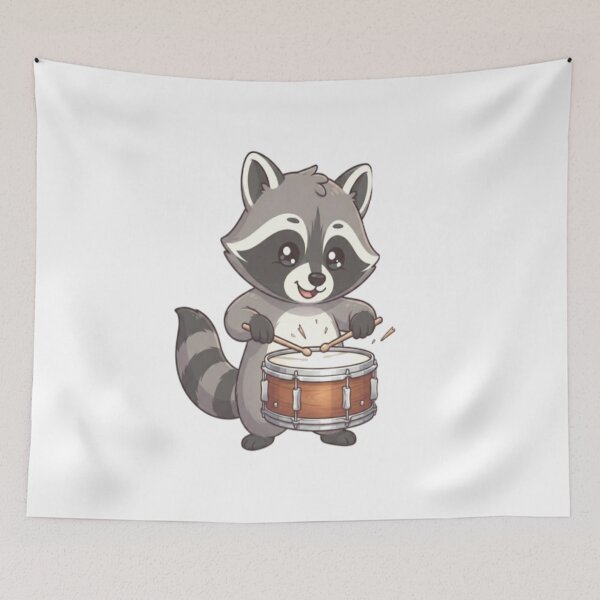 Item preview, Cute Raccoon Playing Snare Drum designed and sold by Ella_Sketch.