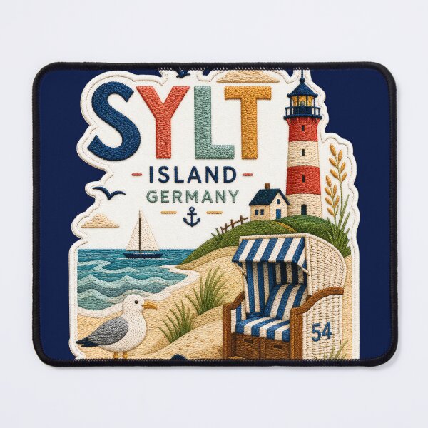 Item preview, Sylt Island Germany Embroidered Coastal Travel Poster designed and sold by Witsprings.