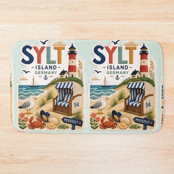 Item preview, Sylt Island Germany Embroidered Coastal Travel Poster designed and sold by Witsprings.