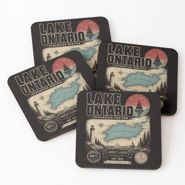 Item preview,   Lake Ontario Sunset Retro Forest Landscape designed and sold by beoldfashioned.