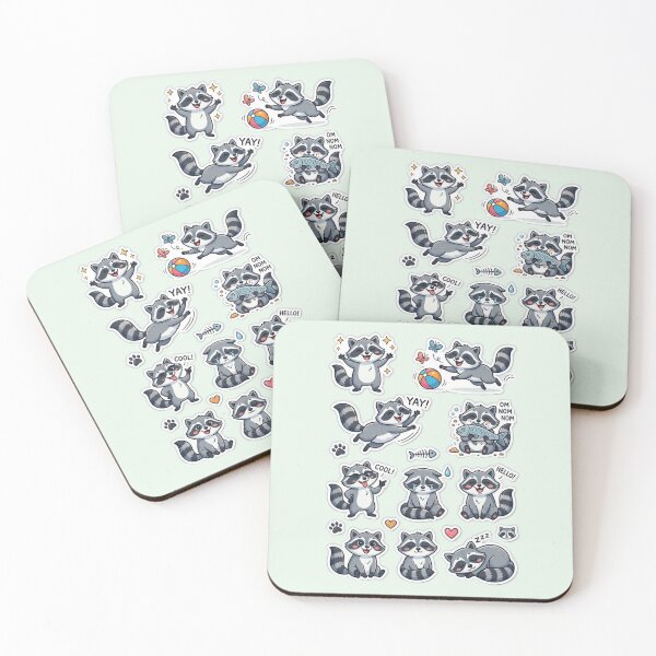 Item preview, Kawaii Raccoon Sticker Pack - Cute Trash Panda Emotions designed and sold by Yasmine Mohammed.