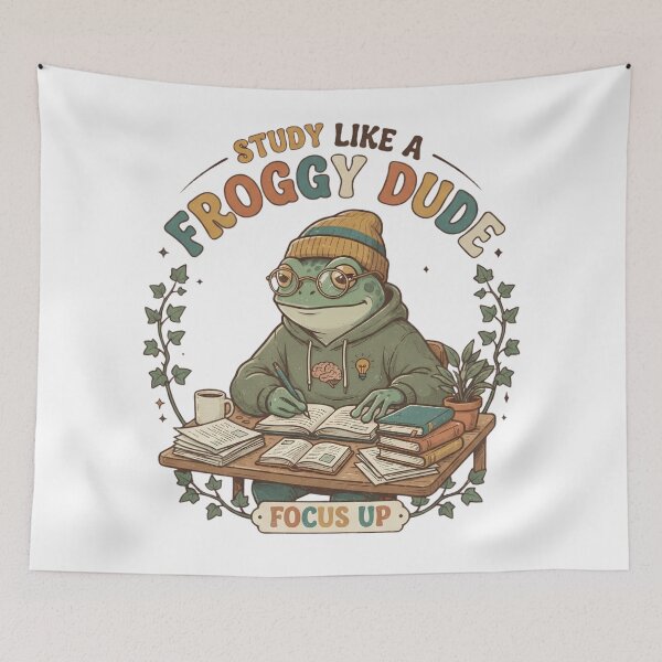 Item preview, Cute Frog Study Motivation – Study Like a Froggy Dude designed and sold by Basma Designs | Retro, Kawaii Shirts & Stickers.