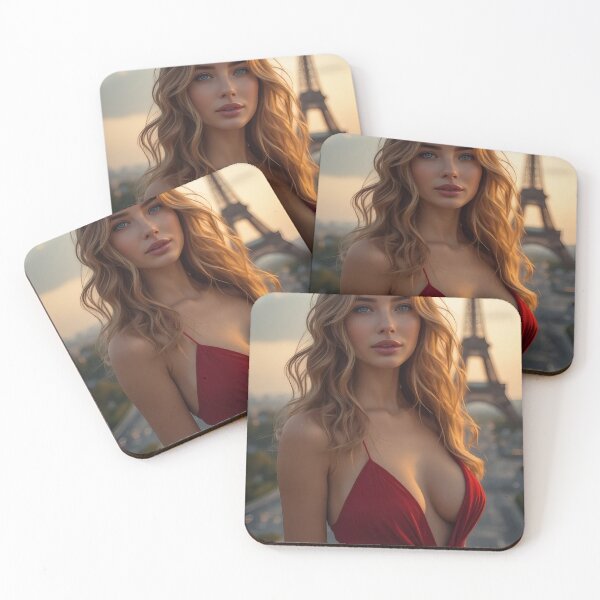 Item preview, Blonde Model in Paris Red Dress designed and sold by Holub Art Studio & design.