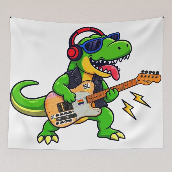 Item preview, cute dinosaur playing guitar styles music designed and sold by Donald-Bryantt.
