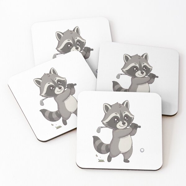 Item preview, Cute Raccoon Golfer Swinging Club designed and sold by Ella_Sketch.