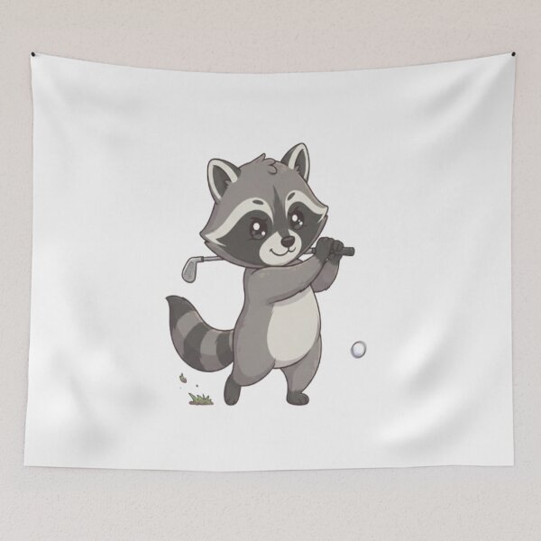 Item preview, Cute Raccoon Golfer Swinging Club designed and sold by Ella_Sketch.