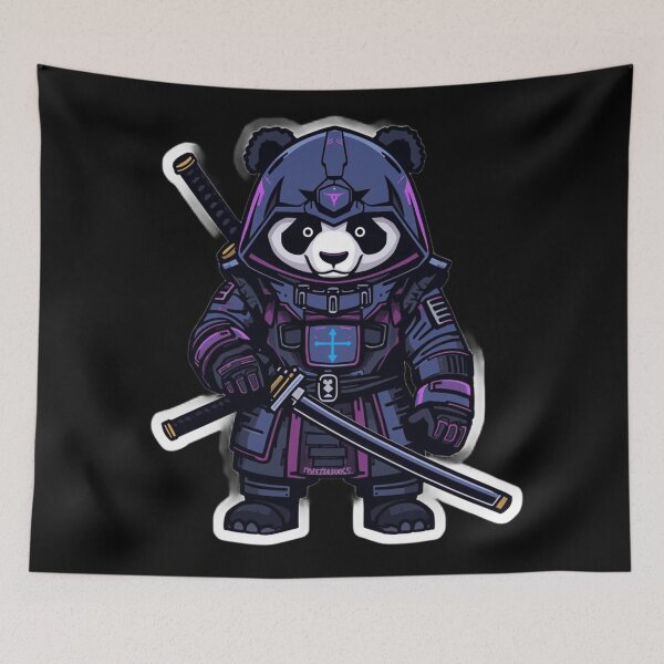 Item preview, Cyber Samurai Panda Futuristic Neon Vector Art Sticker designed and sold by Altospecial.