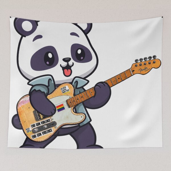 Item preview, cute panda playing electric guitar styles designed and sold by Donald-Bryantt.