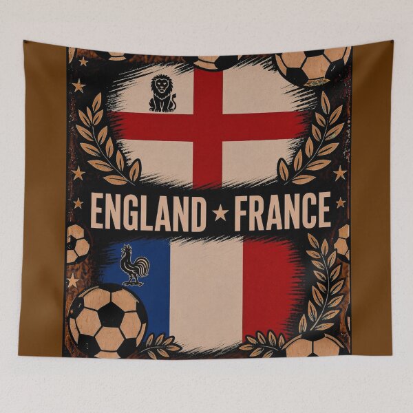 Item preview, England vs France Retro Football Art Poster designed and sold by Nexus Space.