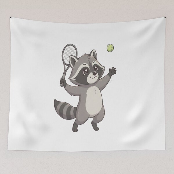 Item preview, Cute Raccoon Playing Tennis Match designed and sold by Ella_Sketch.