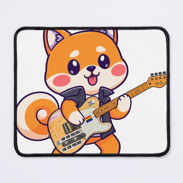 Item preview, cute shiba inu playing electric guitar styles designed and sold by Donald-Bryantt.