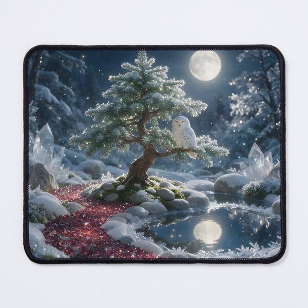 Item preview, January Garnet Zen Garden – Snowy Owl Moon Crystal Art designed and sold by Roanemermaid.