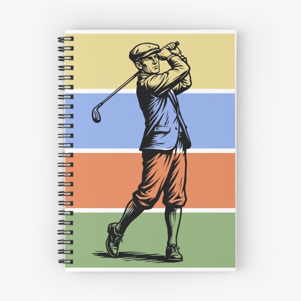 Item preview, Retro Golfer Swing Vintage Color Stripes Woodcut Linocut Art designed and sold by KiwiRider.