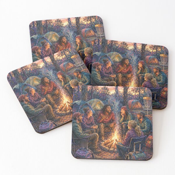 Item preview, Disc Golfers enjoying campfire experience designed and sold by DiscLula.