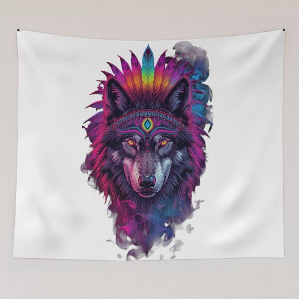 Item preview, Mystic Shamanic She Wolf Calm Tribal Portrait designed and sold by VisualVerseLab.