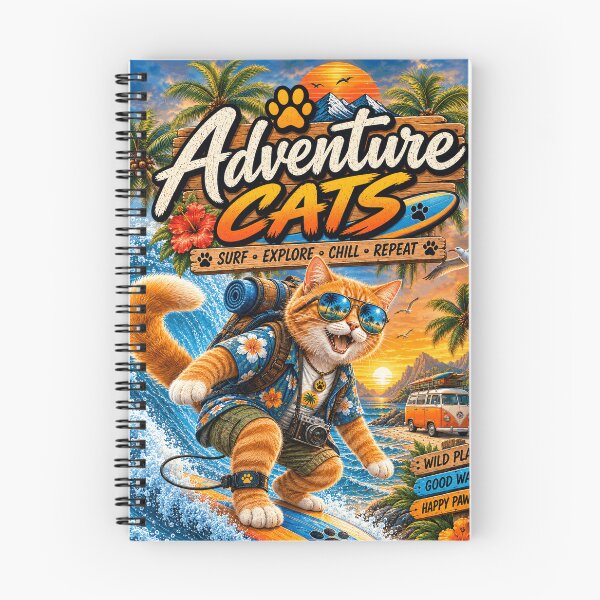 Item preview, Adventure Cat Surfing  Tropical Beach Cat  Retro Ocean Adventure Design designed and sold by TeeVibeHaus.