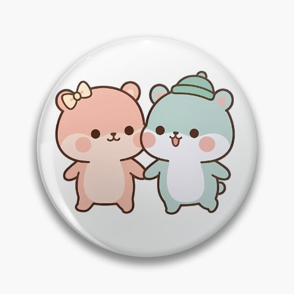 Item preview, Kawaii Pastel Bears Holding Hands - Cute Wholesome Couple designed and sold by Cuddly-Critters.