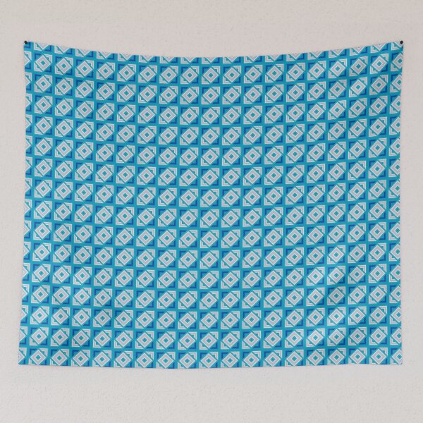 Item preview, Retro Blue Geometric Micro Tile Pattern — Coastal Eyelet Grid designed and sold by whimsiqueer.