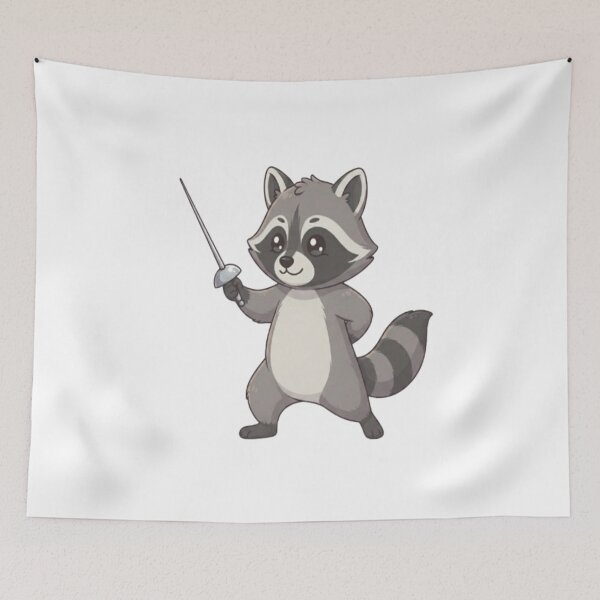 Item preview, Cute Raccoon Fencer Holding Sword designed and sold by Ella_Sketch.
