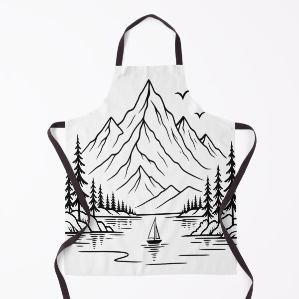 Item preview, Minimalist Mountain Lake Line Art – Black and White Nature Landscape designed and sold by LmonioressXxx.