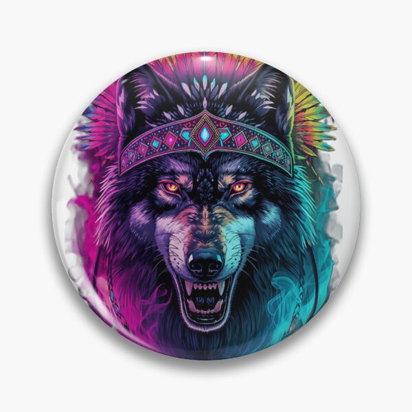 Artikelvorschau, Wildes psychedelisches schamanisches Wolfs-Trippy-Festival-Kunst entworfen und verkauft von VisualVerseLab.