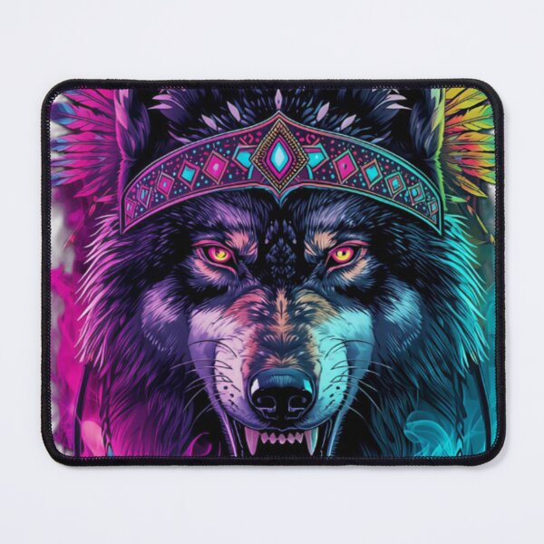 Item preview, Wild Psychedelic Shamanic Wolf Trippy Festival Art designed and sold by VisualVerseLab.